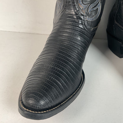 Black Lizard Teju Cowboy Boots 11 D Round Toe