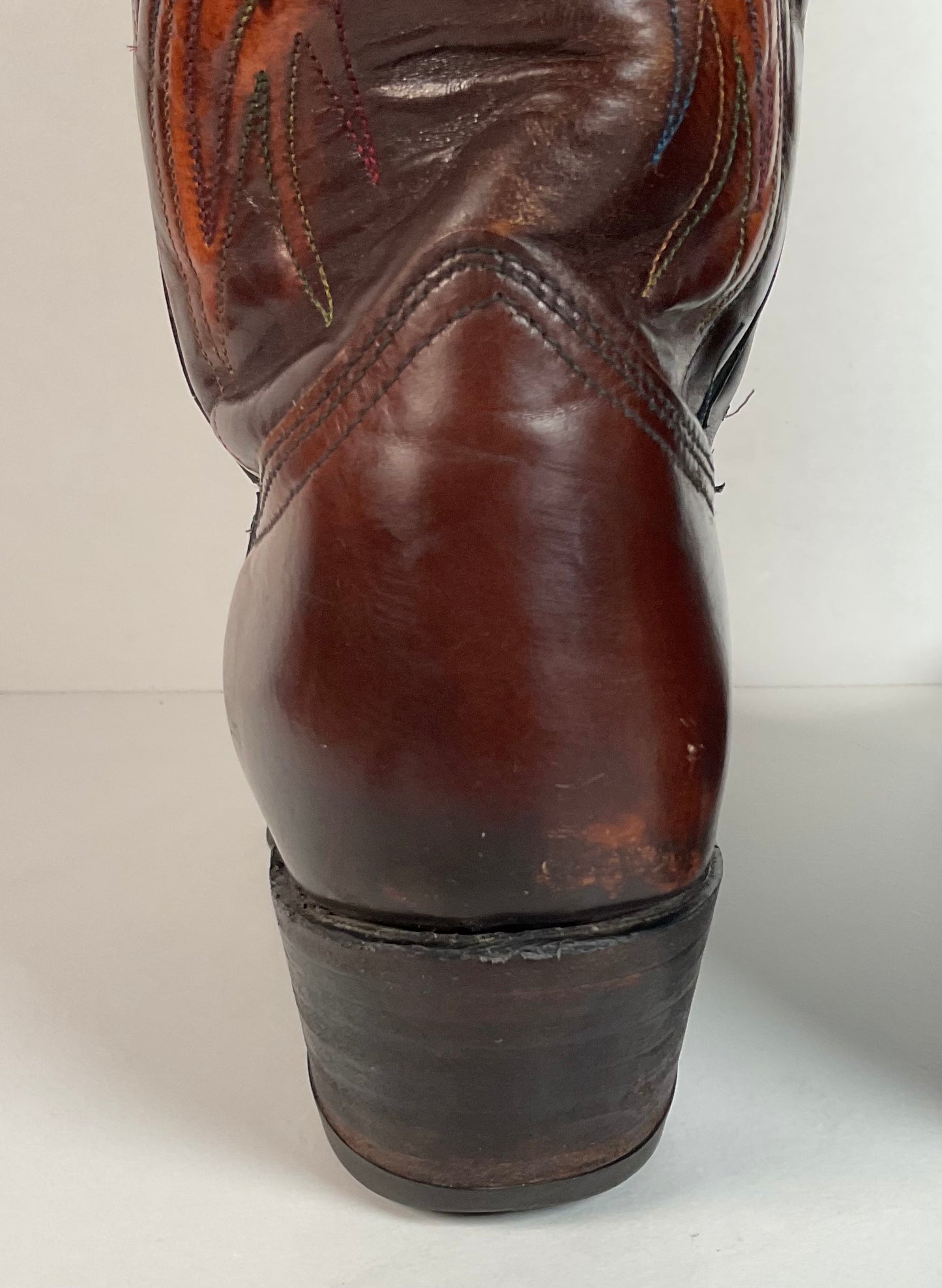 Vintage Texas Thunderbird Cowboy Boots | Rainbow Peacock | USA Made | 70s | 10 D