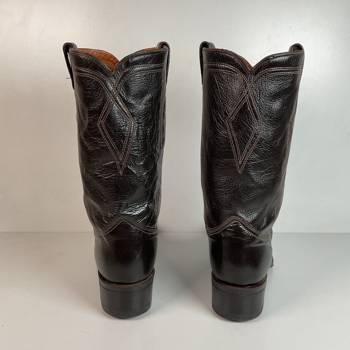 Vintage 1970s Texas Brand Water Buffalo Cowboy Boots 13 D USA Made Exotic