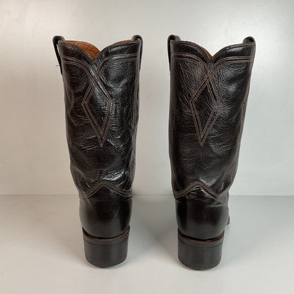 Vintage 1970s Texas Brand Water Buffalo Cowboy Boots 13 D USA Made Exotic