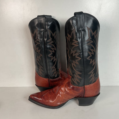 Justin Women’s Snip Toe Lizard Cowgirl Boots 9 B USA Made