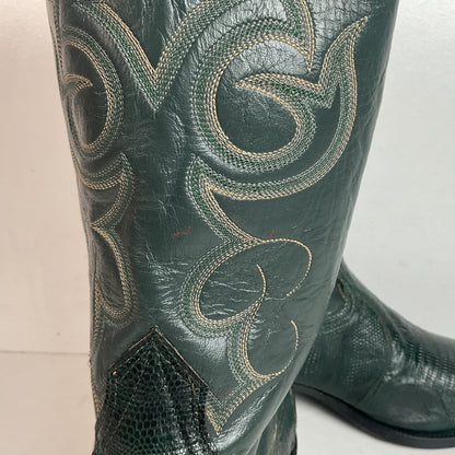 Nocona Emerald Green Teju Lizard Cowboy Boots Men’s 8.5 D | Women’s 9.5 USA Made
