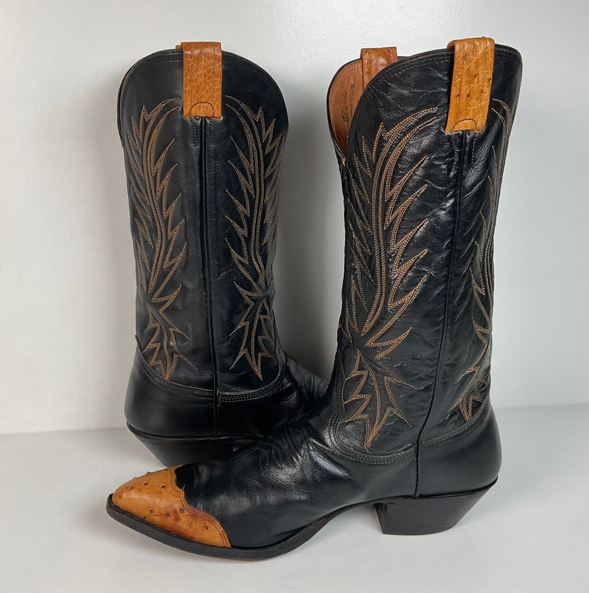 Vintage Nocona Wingtip Cowboy Boots | Exotic Ostrich Quill | Men’s 11 D