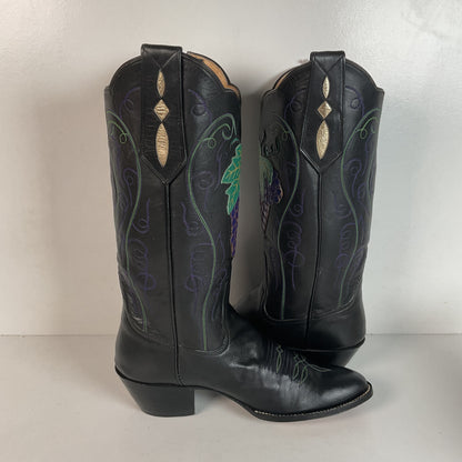 Vintage Rocky Carroll Grape Vine Cowgirl Boots 7 Custom Made