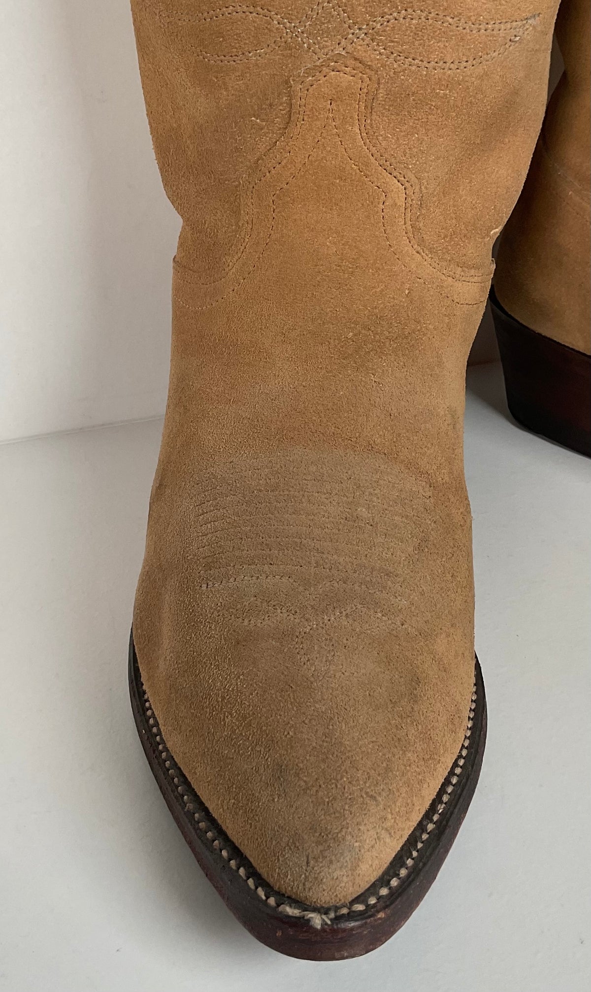 Vintage J. Chisholm Cowboy Boots | Full Suede Rough Out | USA Made | Men’s 9 D
