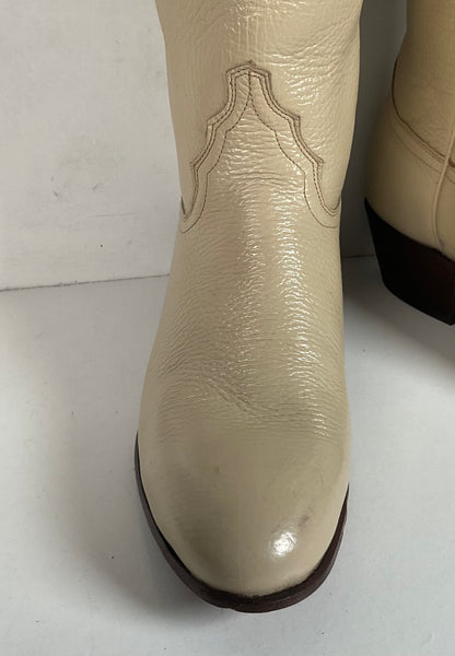 Vintage Justin Tall Cowgirl Boots | USA Made | Bone White | Women’s 8 B