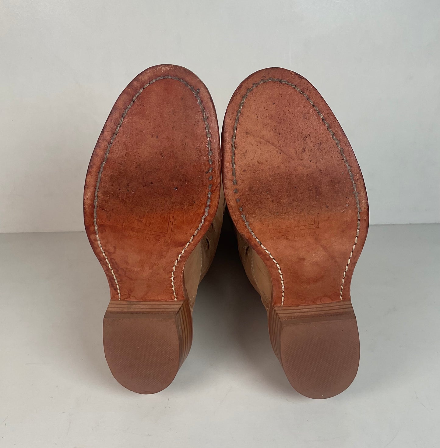 Frye Austin Cowgirl Boots 6 M Tooled Flower Inlay USA Made