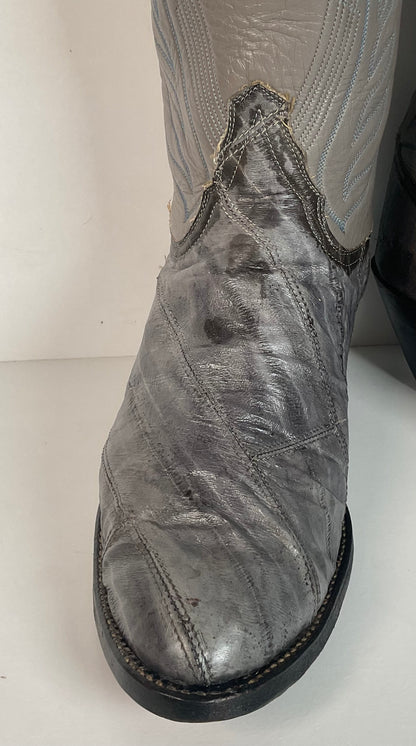 Vintage Tony Lama Exotic Grey Eel Cowboy Boots 9.5 EEE Gold Label USA Made