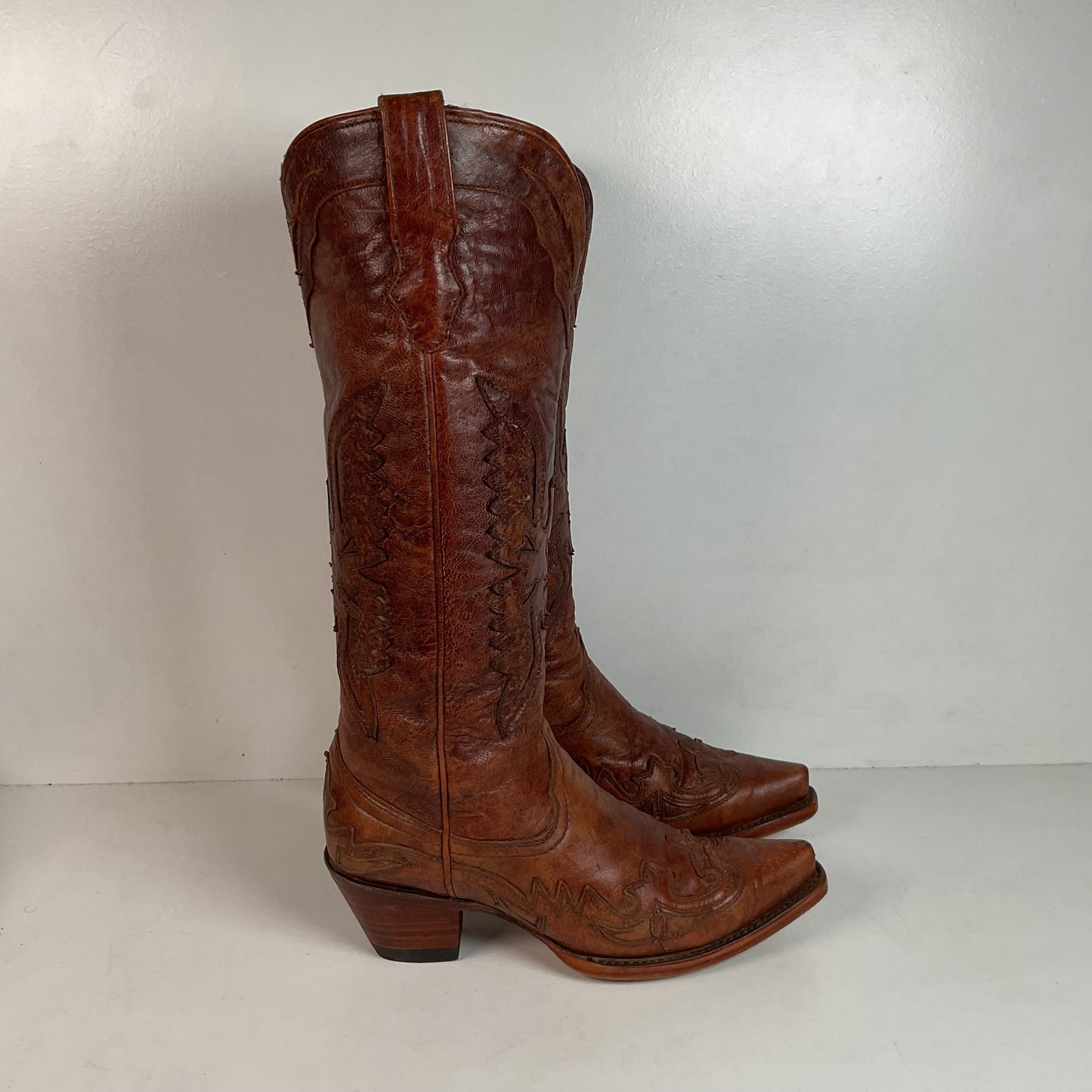 Corral Distressed Leather Thunderbird Cowgirl Boots 8.5 M Overlay Tall