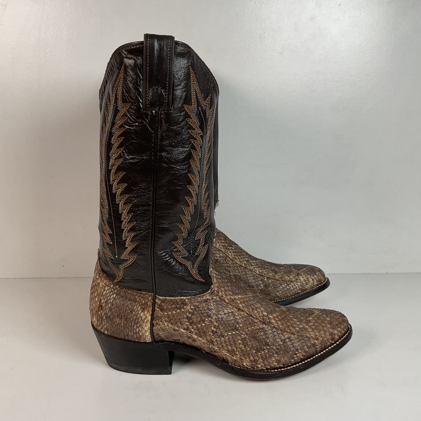 Vintage Abilene Diamondback Rattlesnake Cowboy Boots 10 D USA Made Snakeskin