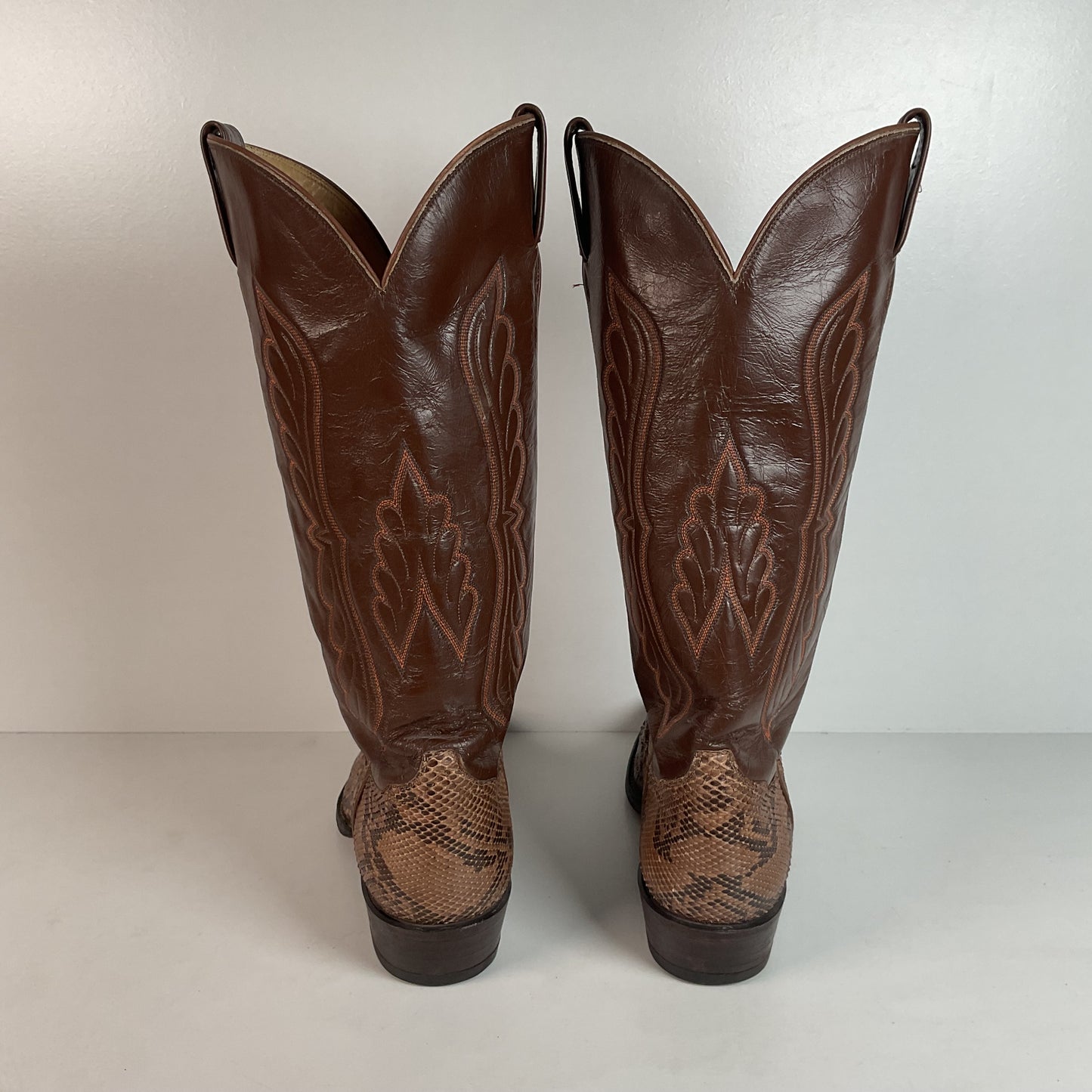Vintage Tony Lama Python Snakeskin Cowboy Boots | USA Made | Gold Label | 10.5 D