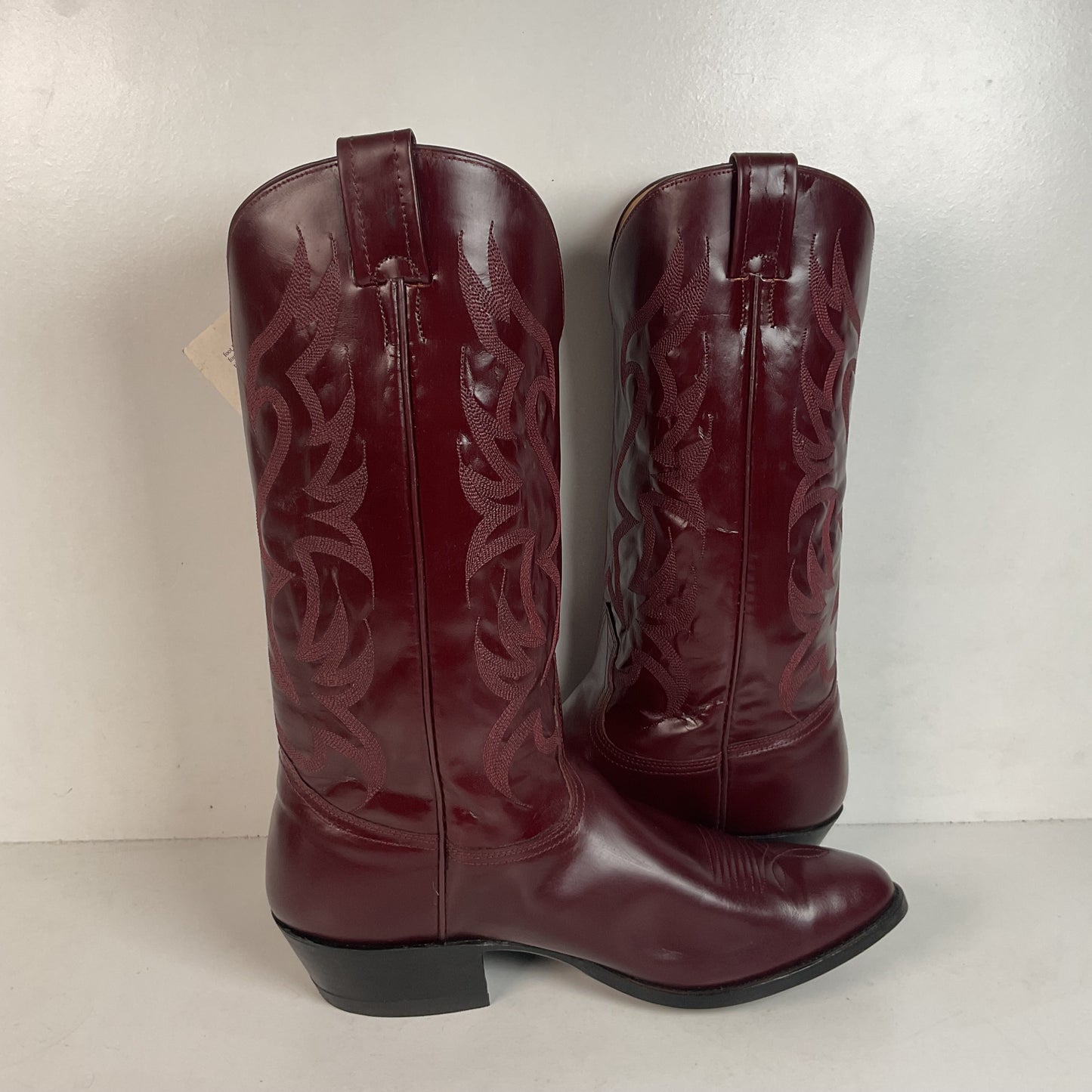 Vintage Nocona Legacy Cowboy Boots 9.5 E Burgundy Calf USA Made