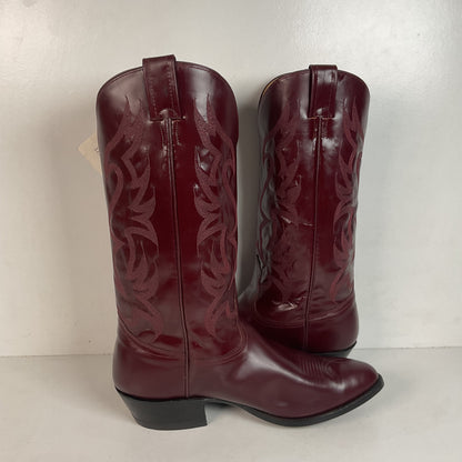 Vintage Nocona Legacy Cowboy Boots 9.5 E Burgundy Calf USA Made
