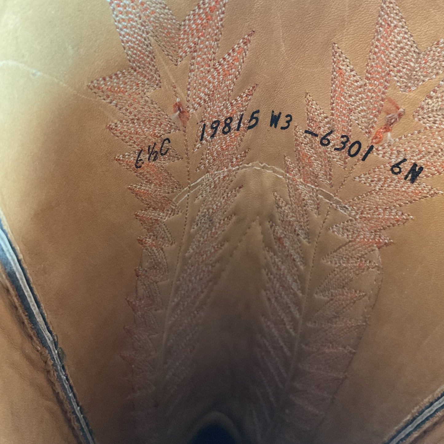 Vintage Panhandle Slim Tall Cowgirl Boots 6.5 C Pumpkin Orange Scallop Top