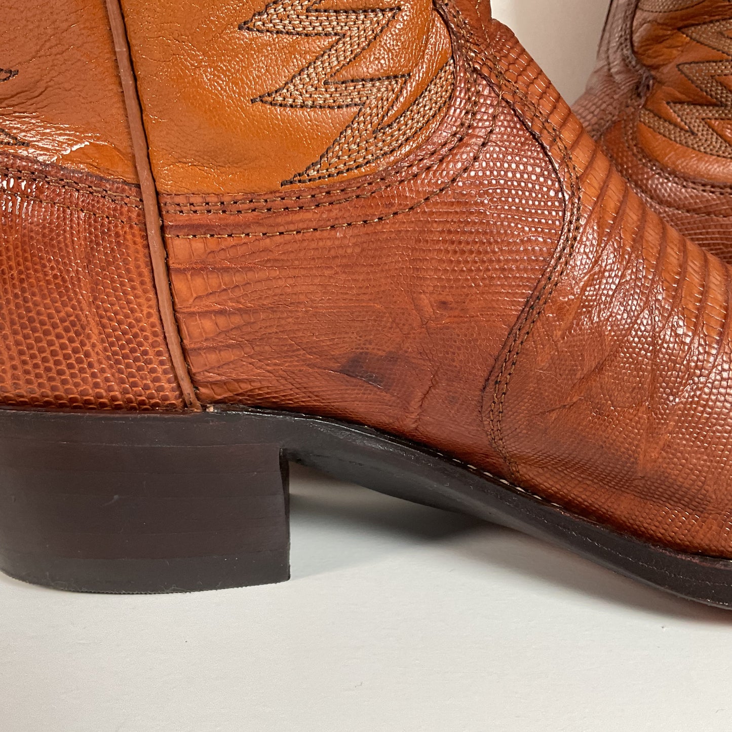Vintage Dan Post Teju Lizard Cowboy Boots | Peanut Brittle | Men’s 10 D