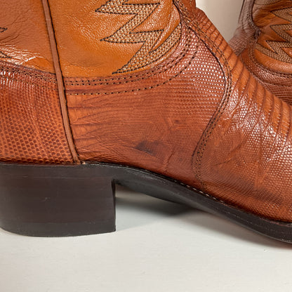 Vintage Dan Post Teju Lizard Cowboy Boots | Peanut Brittle | Men’s 10 D