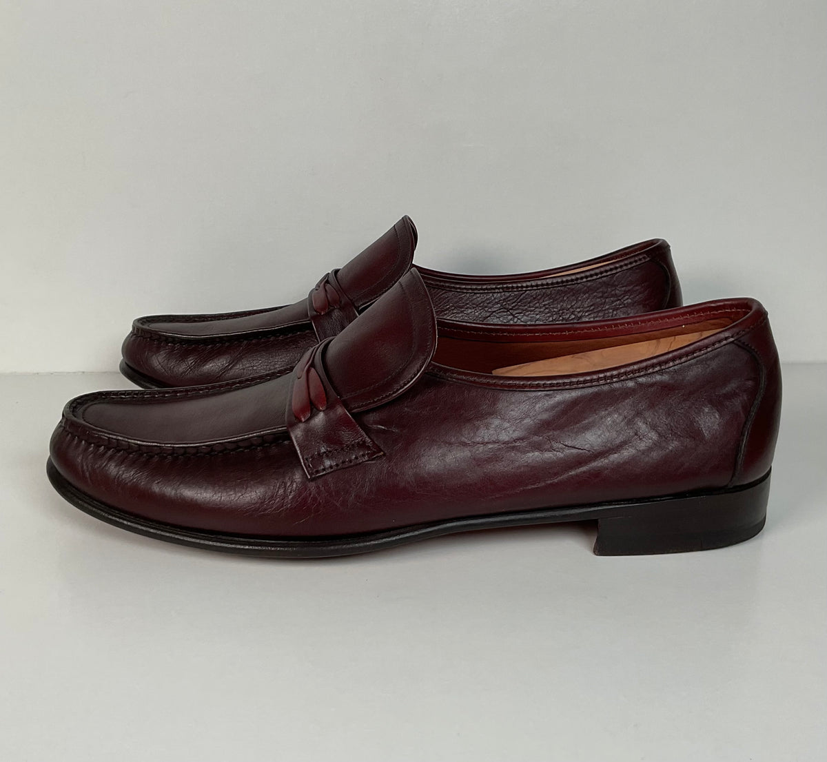 Vintage Wright Loafers | Hand Sewn Moccasins | Burgundy | Men’s 12 C