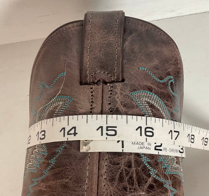 Justin Women’s Bent Rail Cowgirl Boots 9 B Distressed Chocolate Puma
