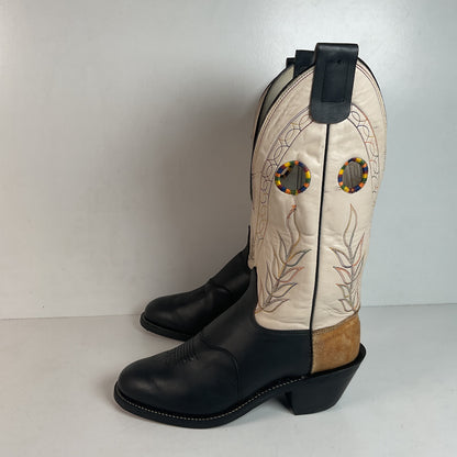 Olathe Rough Stock Cowboy Boots 10 D Black Mule Skin USA Made