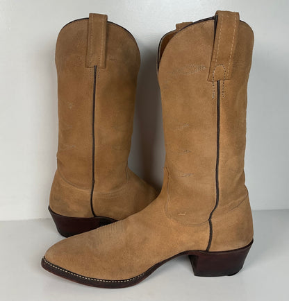Vintage J. Chisholm Cowboy Boots | Full Suede Rough Out | USA Made | Men’s 9 D