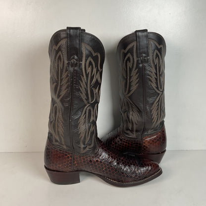 Vintage Texas Imperial Cowboy Boots 9.5 D Python Snakeskin Back Cut