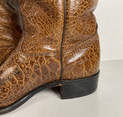 Vintage Wrangler Algonquin Toe Cowboy Boots | Sea Turtle Imitation Print | Men’s 9.5 D