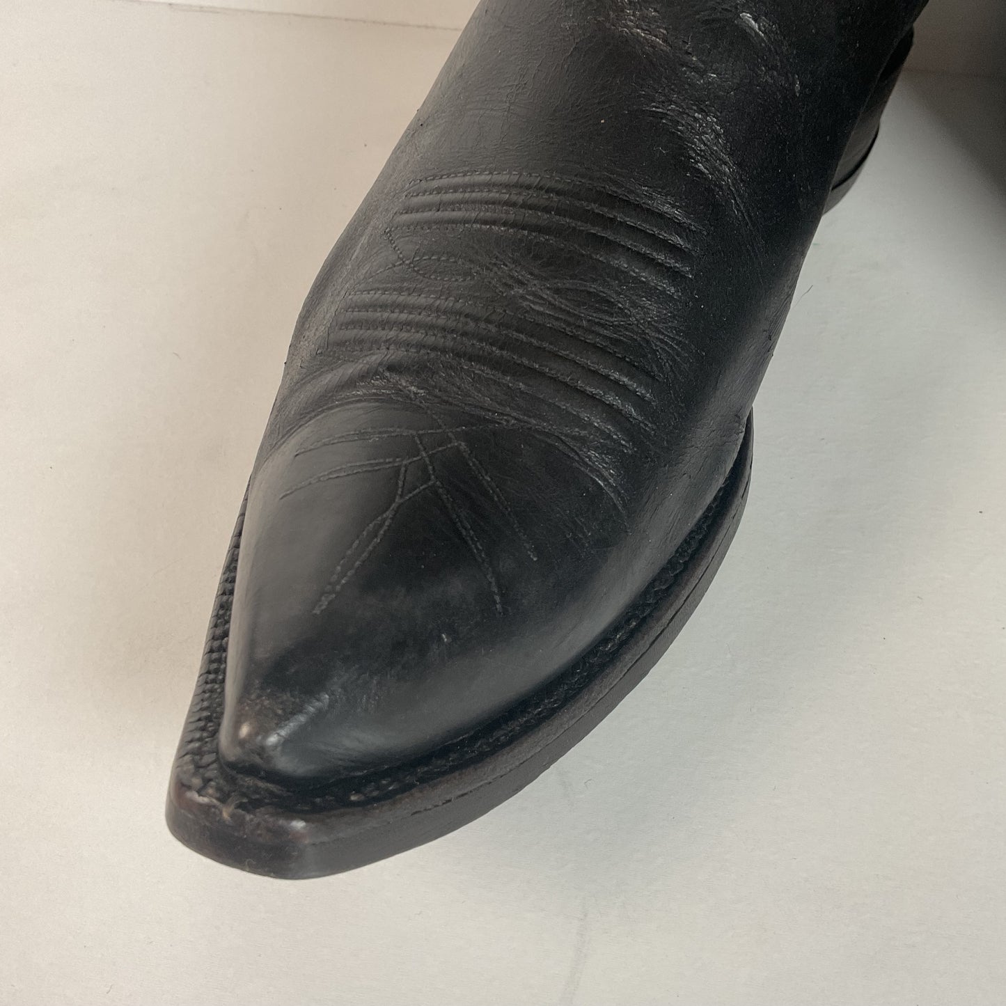 1950s Tony Lama Cowboy Boots | Black | Distressed | Men’s 9.5