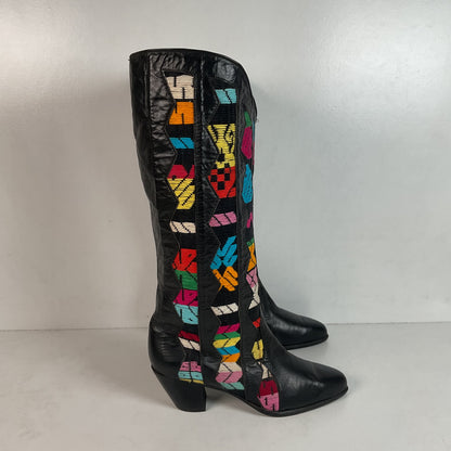 Tony Lama’s Hyer Cowgirl Boots 8 C Southwestern Aztec Woven Inlays