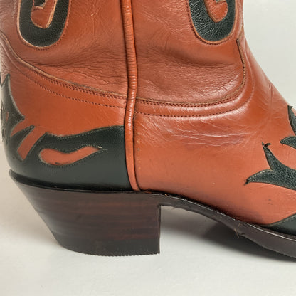 Vintage Caboots Wingtip Cowboy Boots | Tooled Inlays | Men’s 8 | Women’s 9
