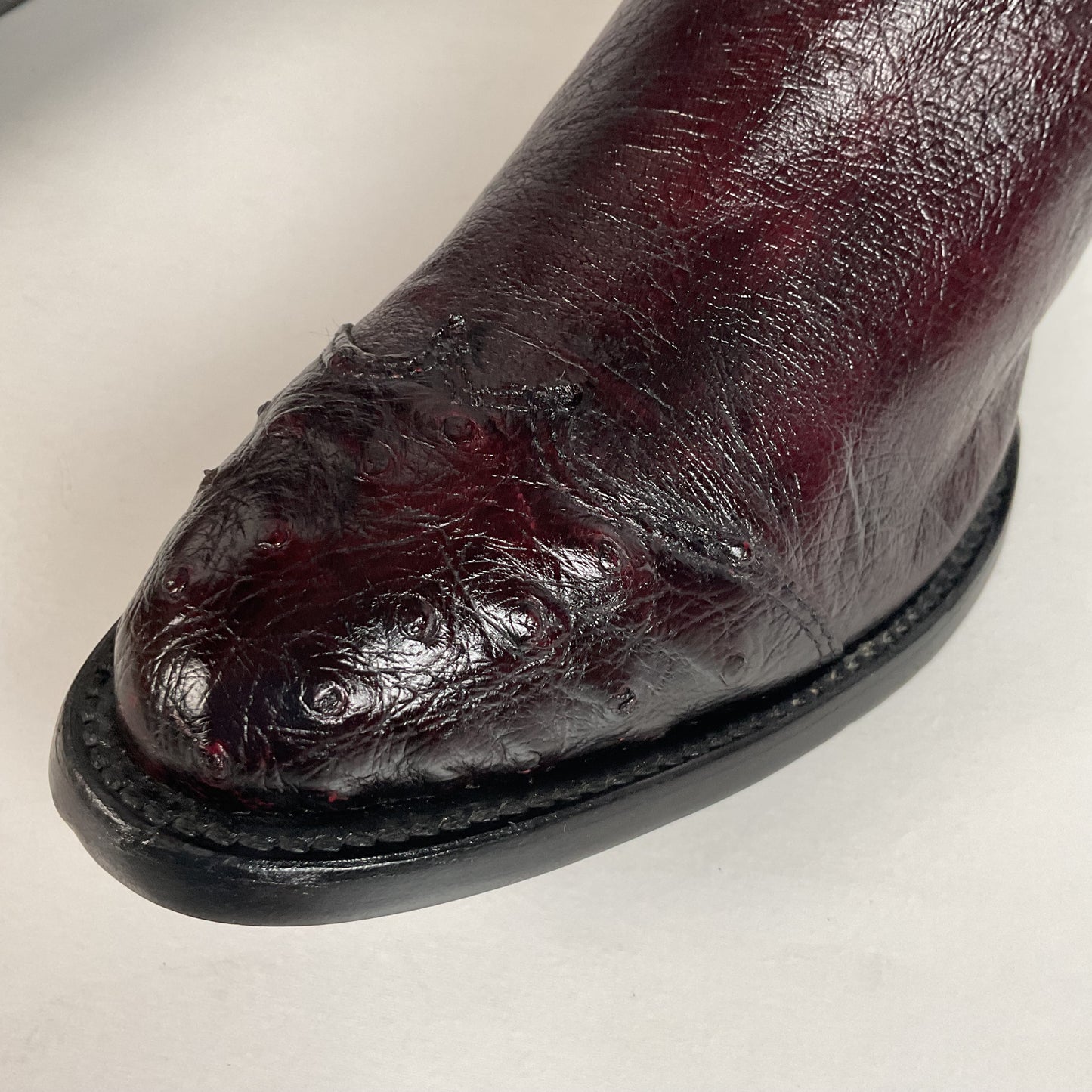 Corral Smooth Ostrich Cowboy Boots | Black Cherry | Men’s 6 EE | Women’s 7