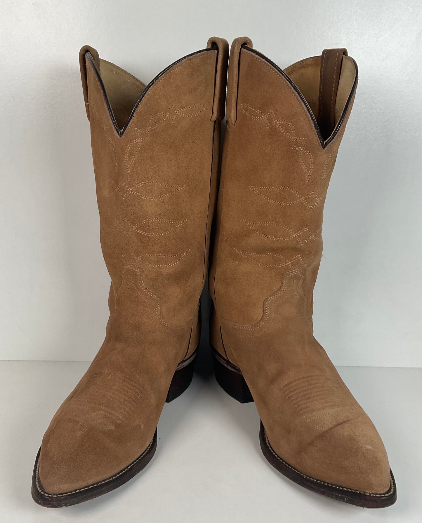 Vintage J. Chisholm Rough Out Suede Cowboy Boots 9.5 D USA Made