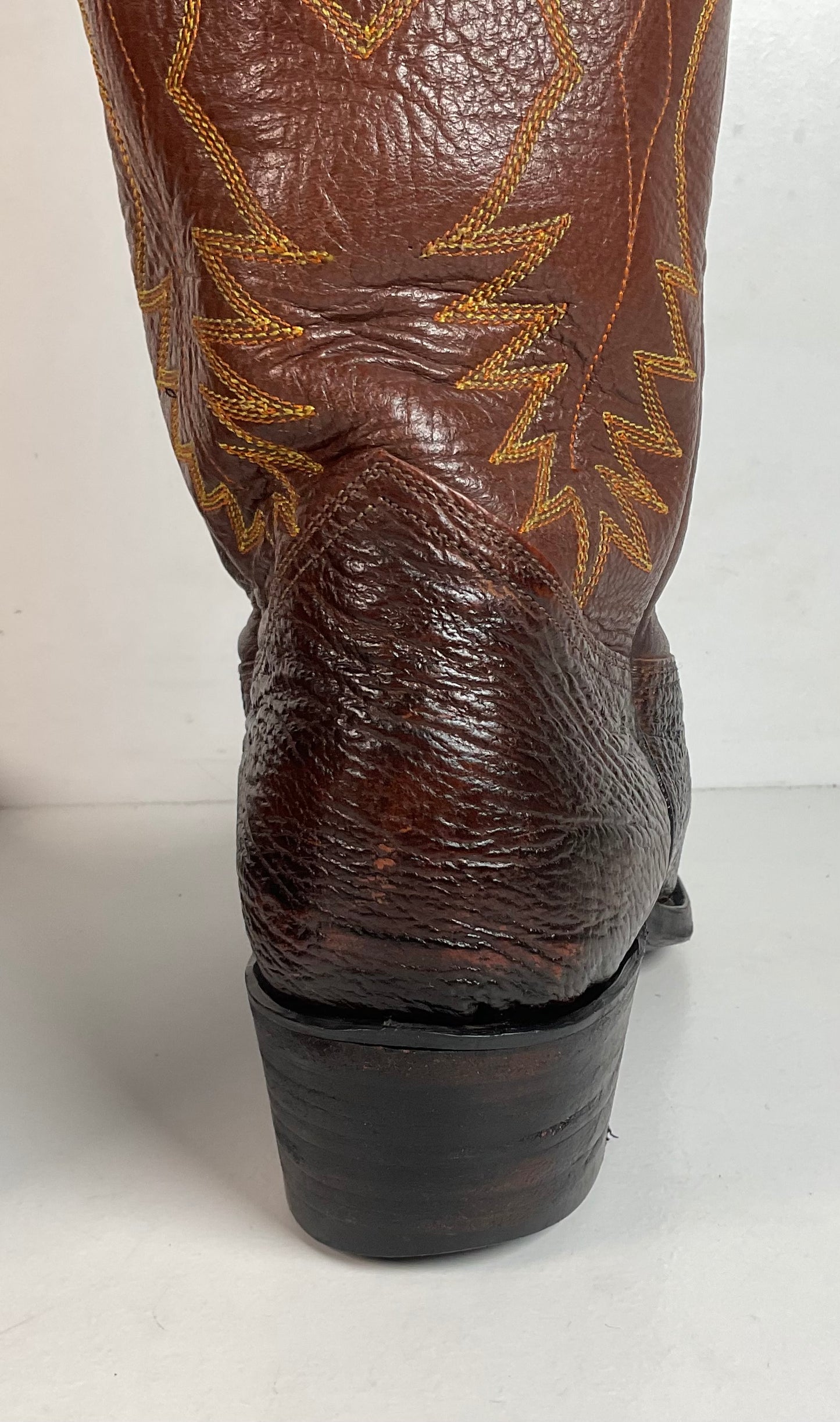 Vintage Brown Shark Skin Cowboy Boots 10 D Exotic