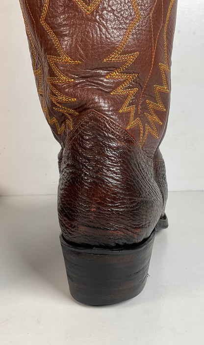Vintage Brown Shark Skin Cowboy Boots 10 D Exotic