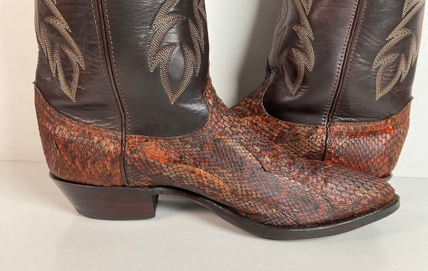 Dan Post For Code West Diamondback Rattlesnake Cowboy Boots 12 M USA Made