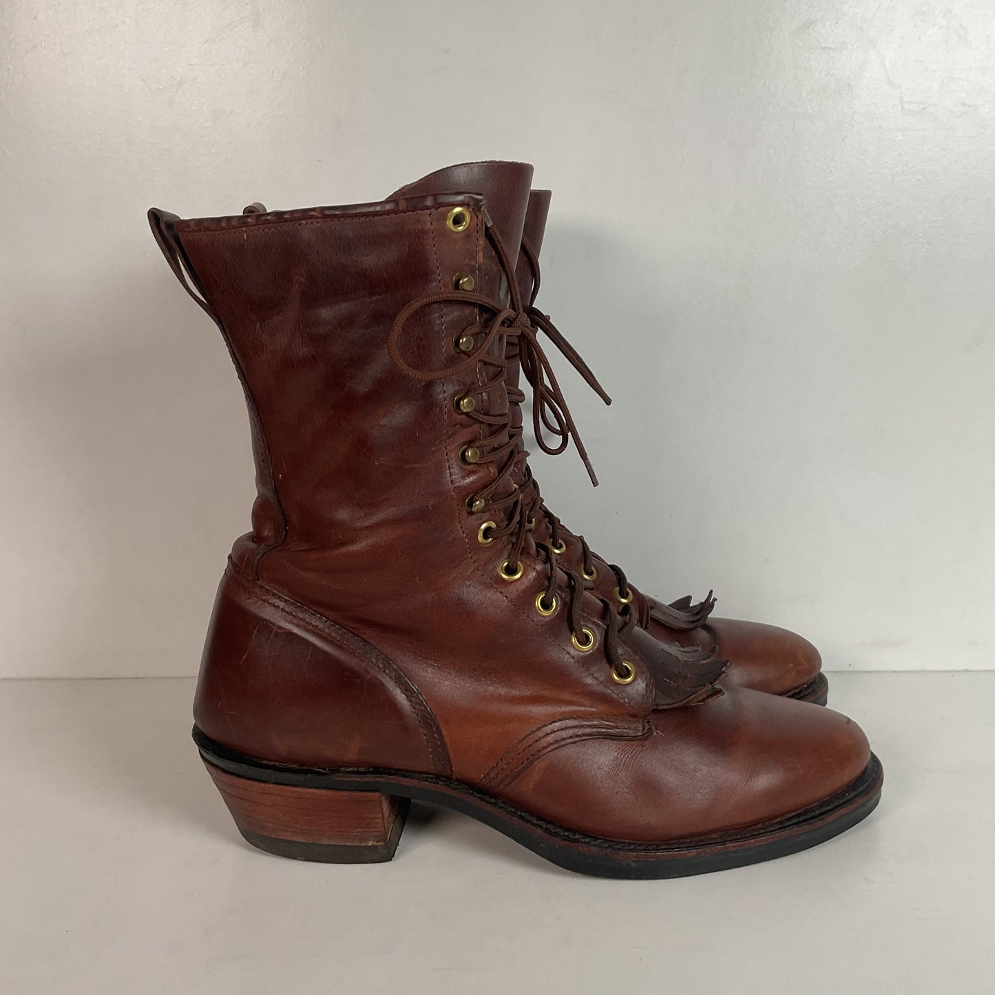 Vintage J. Chisholm Kiltie Packer Boots 10 D USA Made Soft Toe