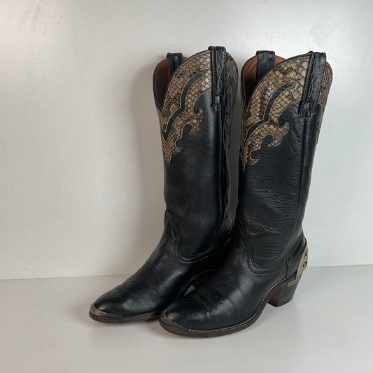 Vintage Laredo Snakeskin Overlay Cowgirl Boot 8 B USA Made Python
