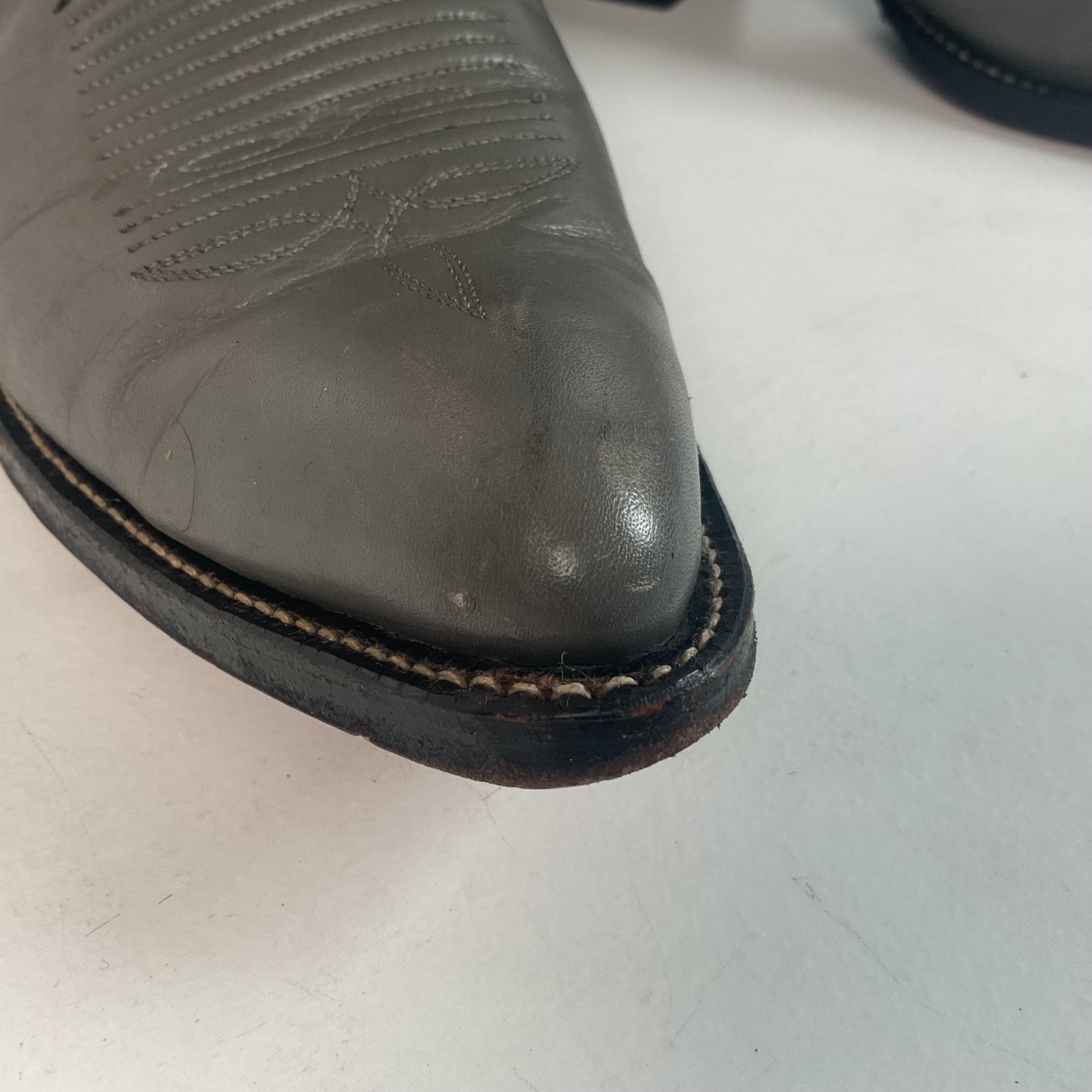 Vintage Grey Tony Lama Grey Cowboy Boots 11 D Gold Label USA Made