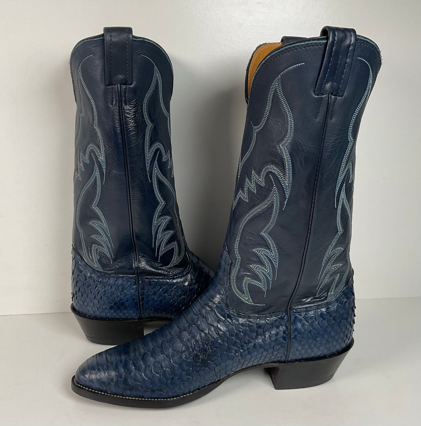 Vintage Nocona Python Snakeskin Cowboy Boots | USA Made | Royal Blue | 9.5 D