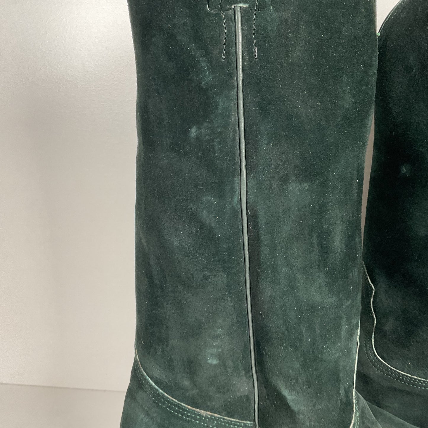 Vintage Nocona Wild Boar Cowboy Boots | Pig Skin Suede | Emerald Green | Men’s 11.5 E