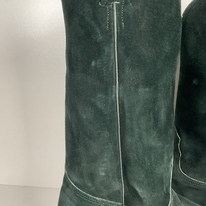 Vintage Nocona Wild Boar Cowboy Boots | Pig Skin Suede | Emerald Green | Men’s 11.5 E