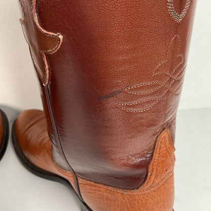 Vintage Lucchese Handmade Smooth Ostrich Cowgirl Roper Boots 7 B 1990s