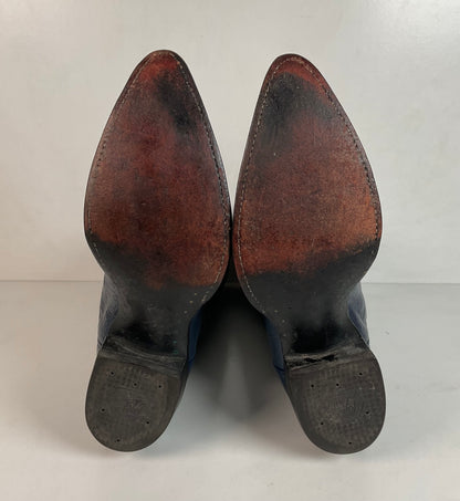 Vintage Tony Lama Navy Blue Ostrich Cowboy Boots 11.5 B Black Label Wingtip