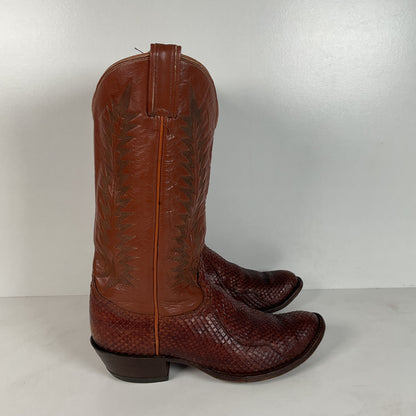 Tony Lama Anaconda Cowboy Boots | Exotic Snakeskin | Thrashed | Gold Label | 9.5