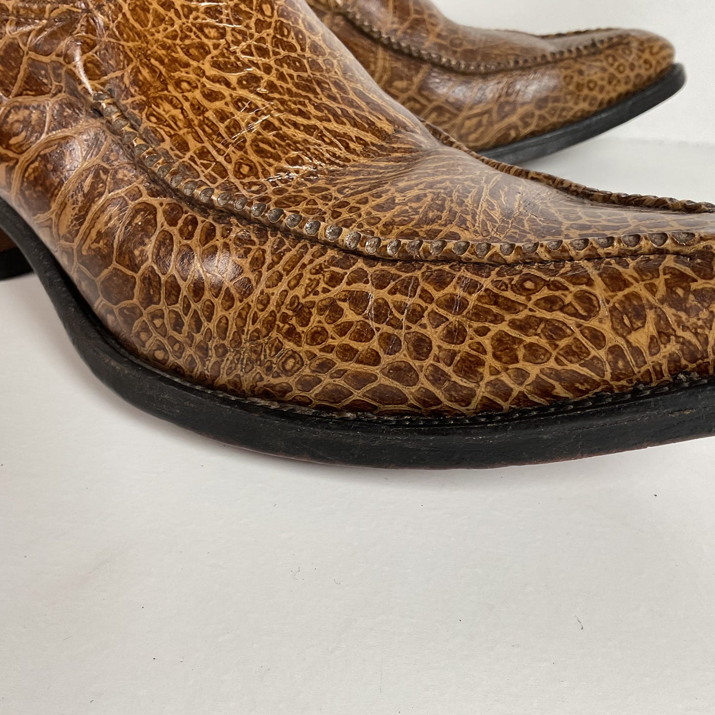 Vintage Wrangler Algonquin Toe Cowboy Boots | Sea Turtle Imitation Print | Men’s 9.5 D
