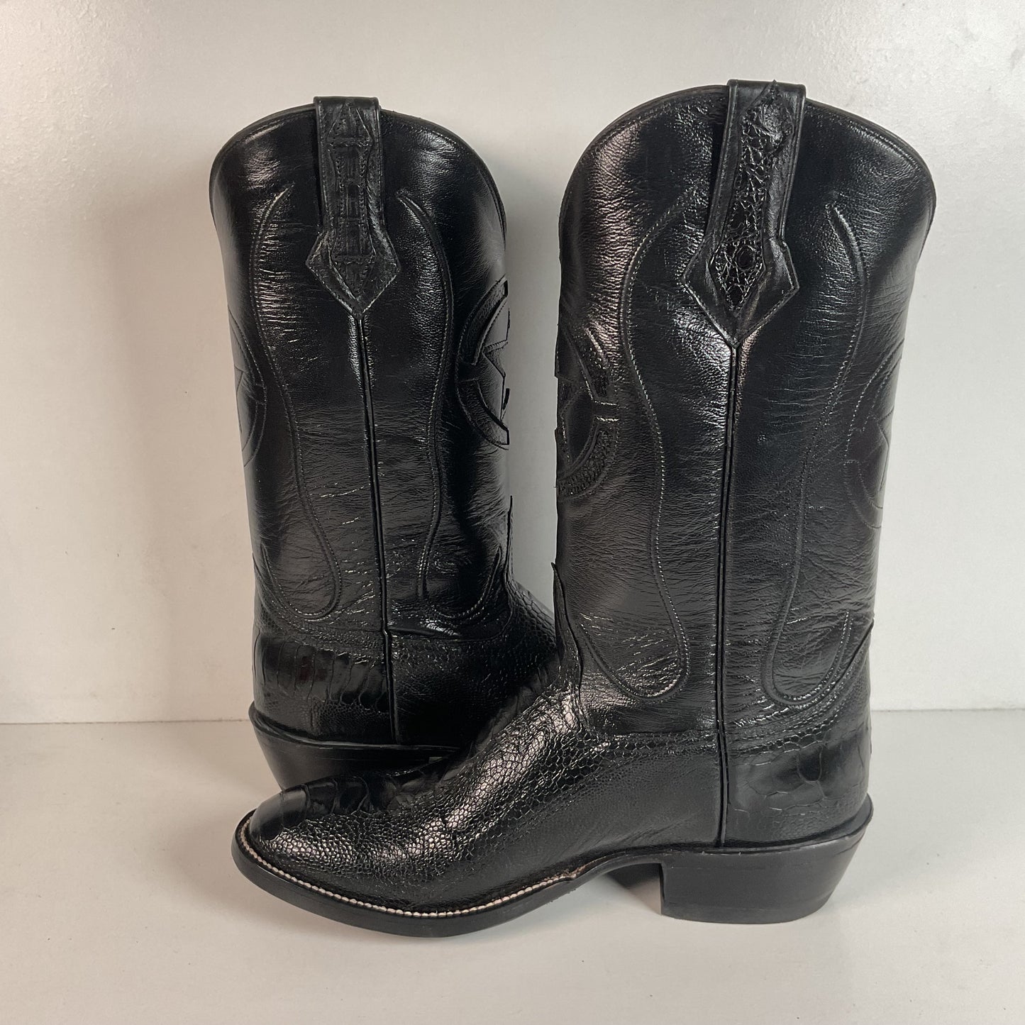 Custom Made Ostrich Leg Cowboy Boots | Lone Star Inlay | Exotic | Men’s 10.5