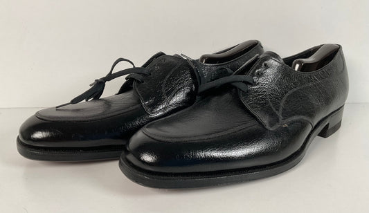 Vintage Florsheim Black Derby Loafers 12 B Apron Toe Blucher