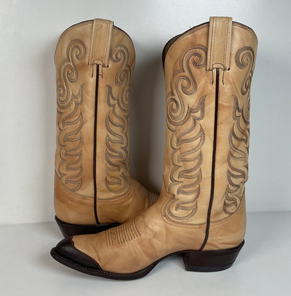 Vintage Tony Lama Teju Lizard Wingtip Cowboy Boots | Gold Label | Men’s 8.5 D