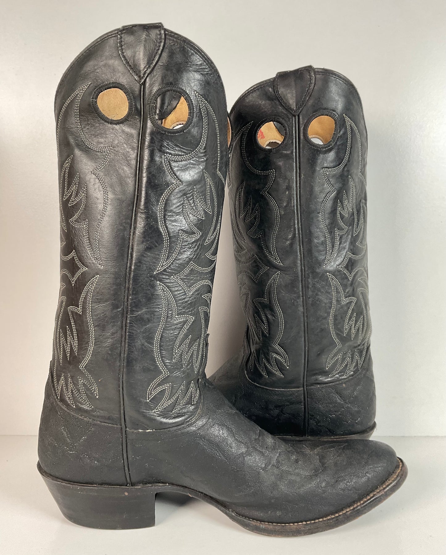 Justin Faux Elephant Print On Cowhide Buckaroo Cowboy Boots 10 D Punchy