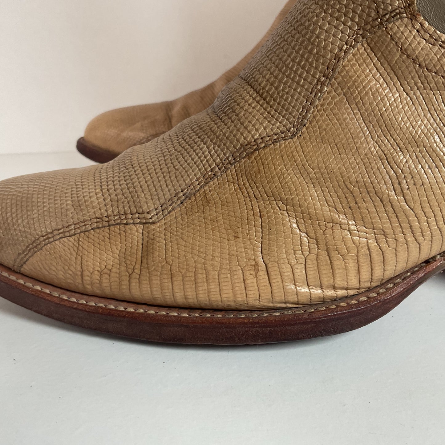 Vintage Dan Post Monitor Lizard Cowboy Boots | Golden Spur Collection | Blonde | 10 D