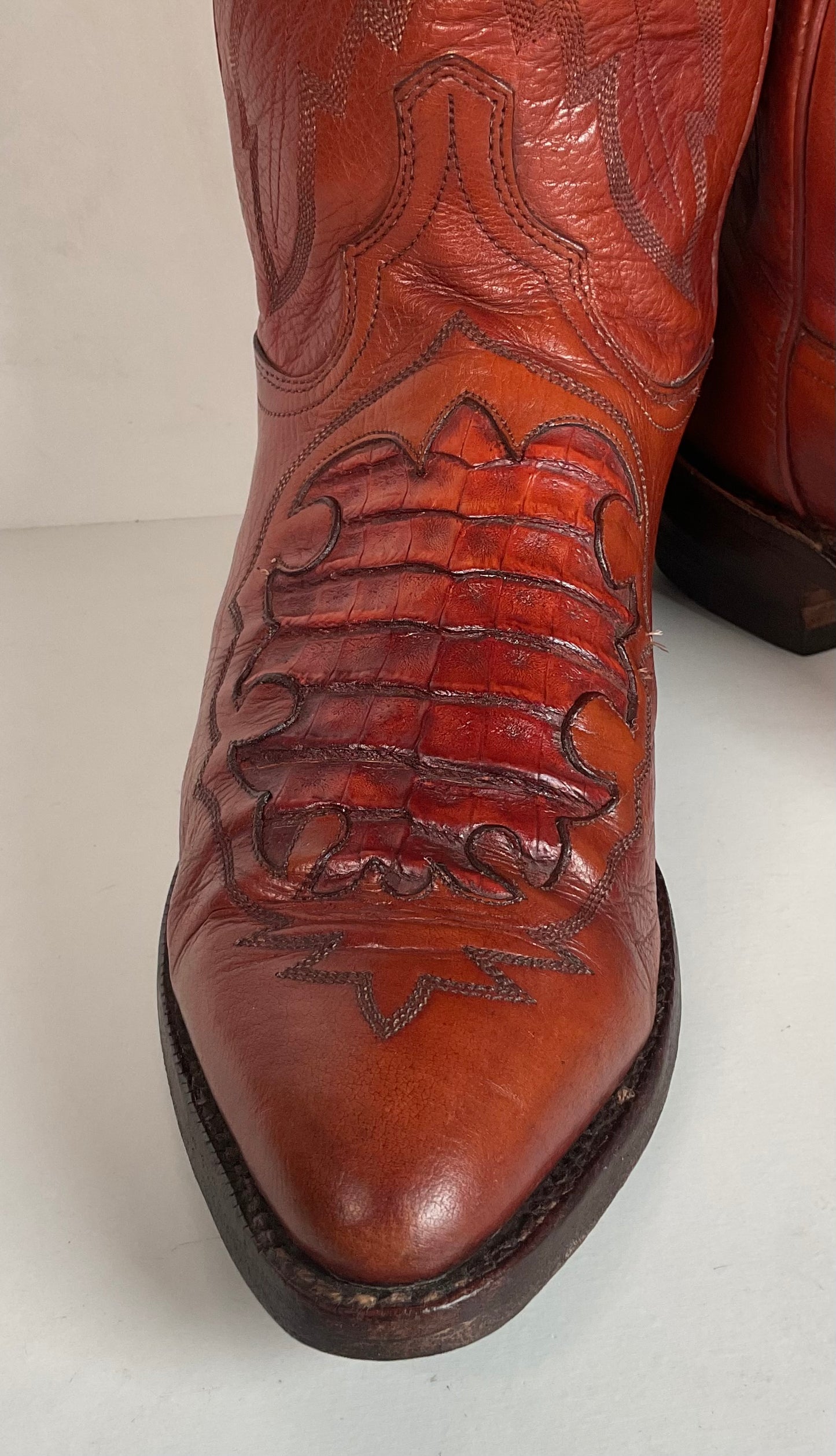 Lucchese 1883 Caiman Crocodile Inlay Cowboy Boots 9 D Exotic